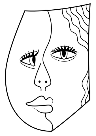 Face In The Style Of Picasso Coloring Page